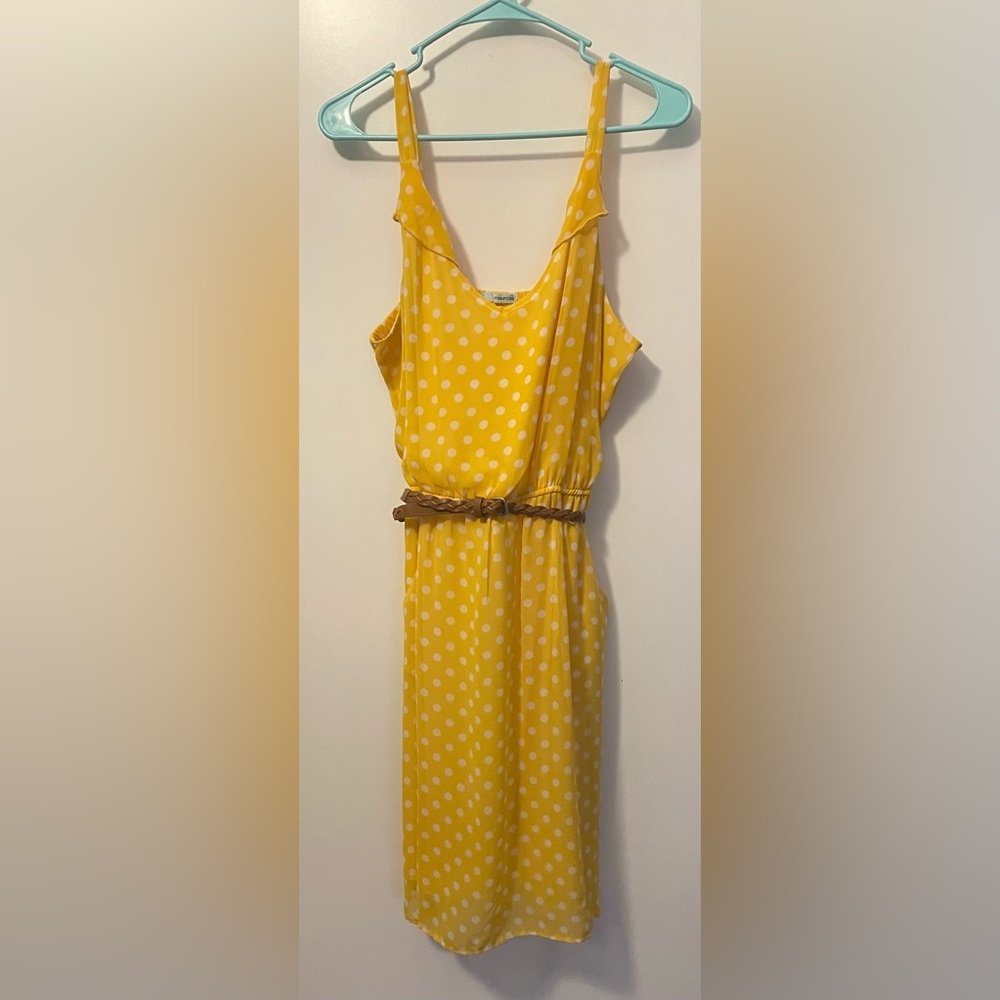 Yellow Polka Dot Dress with Pockets